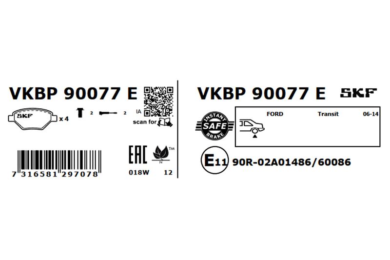SKF Bremsbelagsatz, Scheibenbremse (VKBP 90077 E)