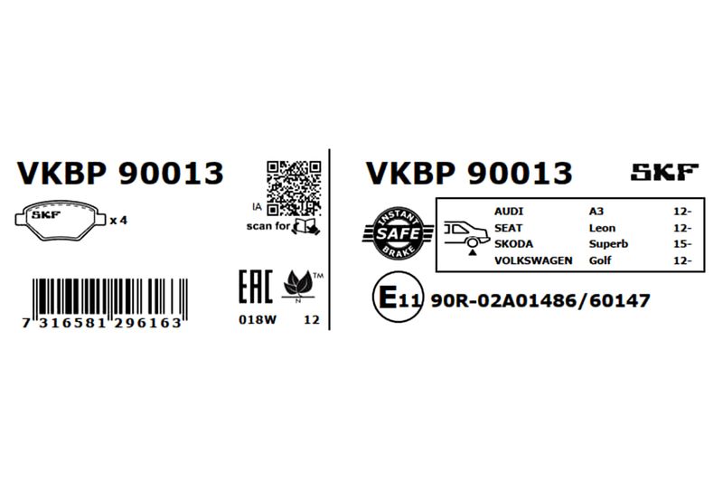 SKF Bremsbelagsatz, Scheibenbremse (VKBP 90013)