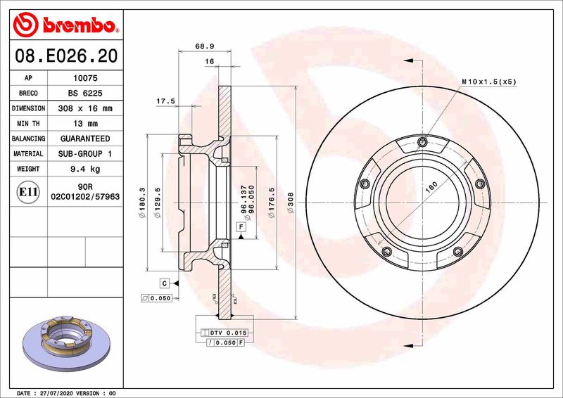 BREMBO Bremsscheibe (08.E026.20)