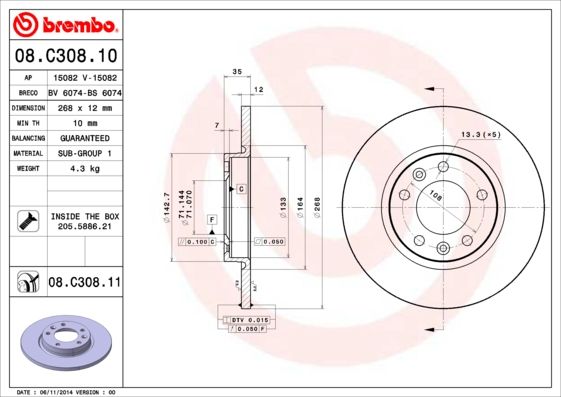 BREMBO Bremsscheibe (08.C308.11) BREMBO Bremsscheibe (08.C308.11)