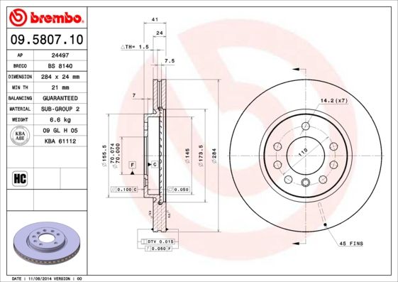 BREMBO Bremsscheibe (09.5807.10)