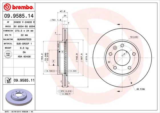 BREMBO Bremsscheibe (09.9585.11)