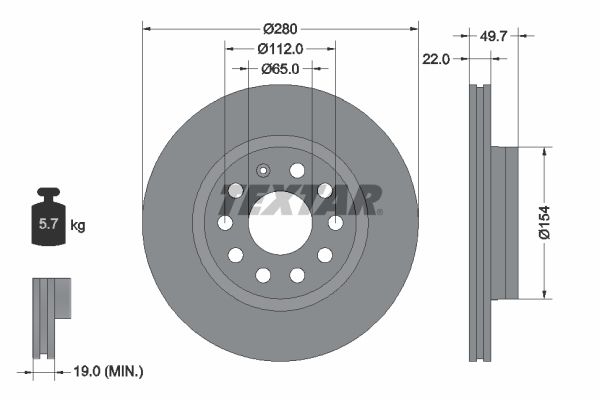 TEXTAR Bremsscheibe (92120705) 4019722287237 92120705