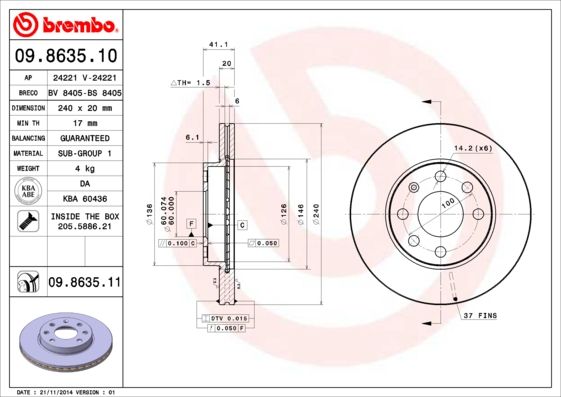 BREMBO Bremsscheibe (09.8635.11) BREMBO Bremsscheibe (09.8635.11)