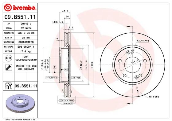 BREMBO Bremsscheibe (09.B551.11)
