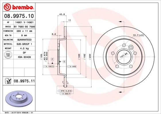 BREMBO Bremsscheibe (08.9975.11)