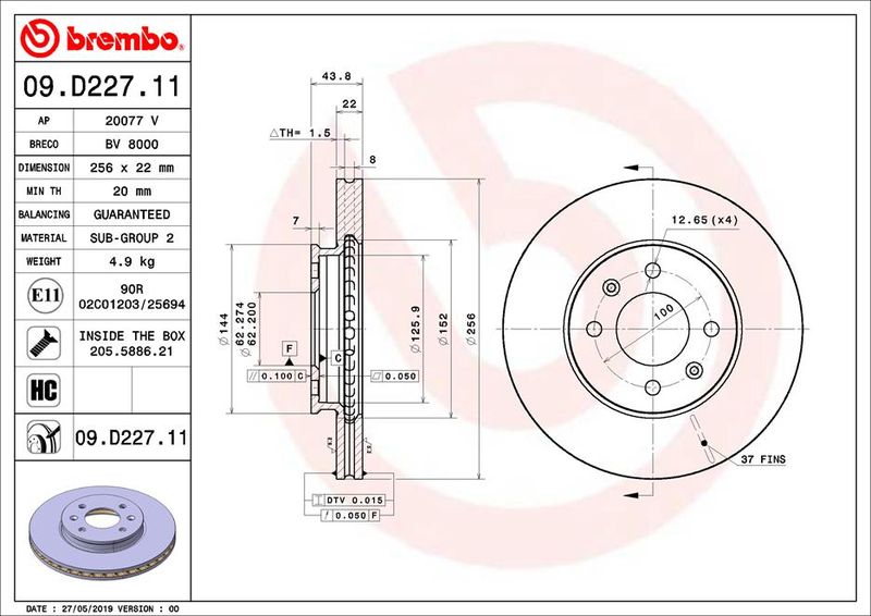 BREMBO Bremsscheibe (09.D227.11)