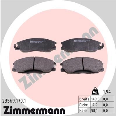 ZIMMERMANN Bremsbelagsatz, Scheibenbremse (23569.170.1)