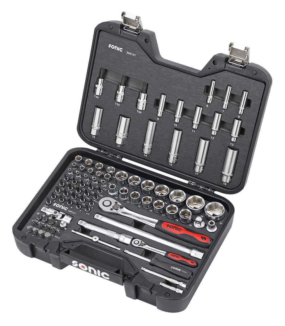 1/4'' & 1/2'' Nuss- und Bit-Satz mit Ratsche im BMCS, 91-tlg