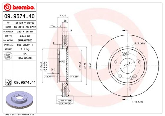 BREMBO Bremsscheibe (09.9574.41)