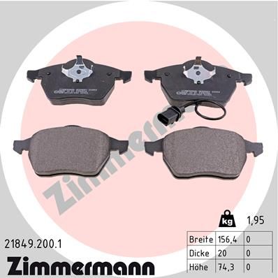 ZIMMERMANN Bremsbelagsatz, Scheibenbremse (21849.200.1)