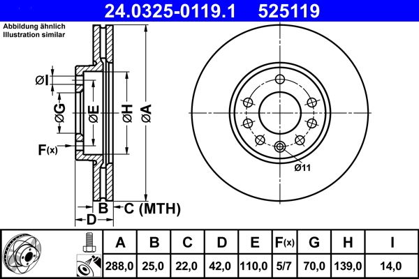 ATE Bremsscheibe (24.0325-0119.1)