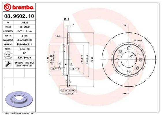 BREMBO Bremsscheibe (08.9602.10)