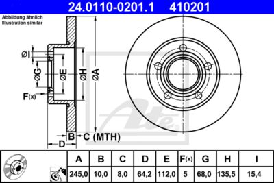 ATE Bremsscheibe (24.0110-0201.1) Thumbnail