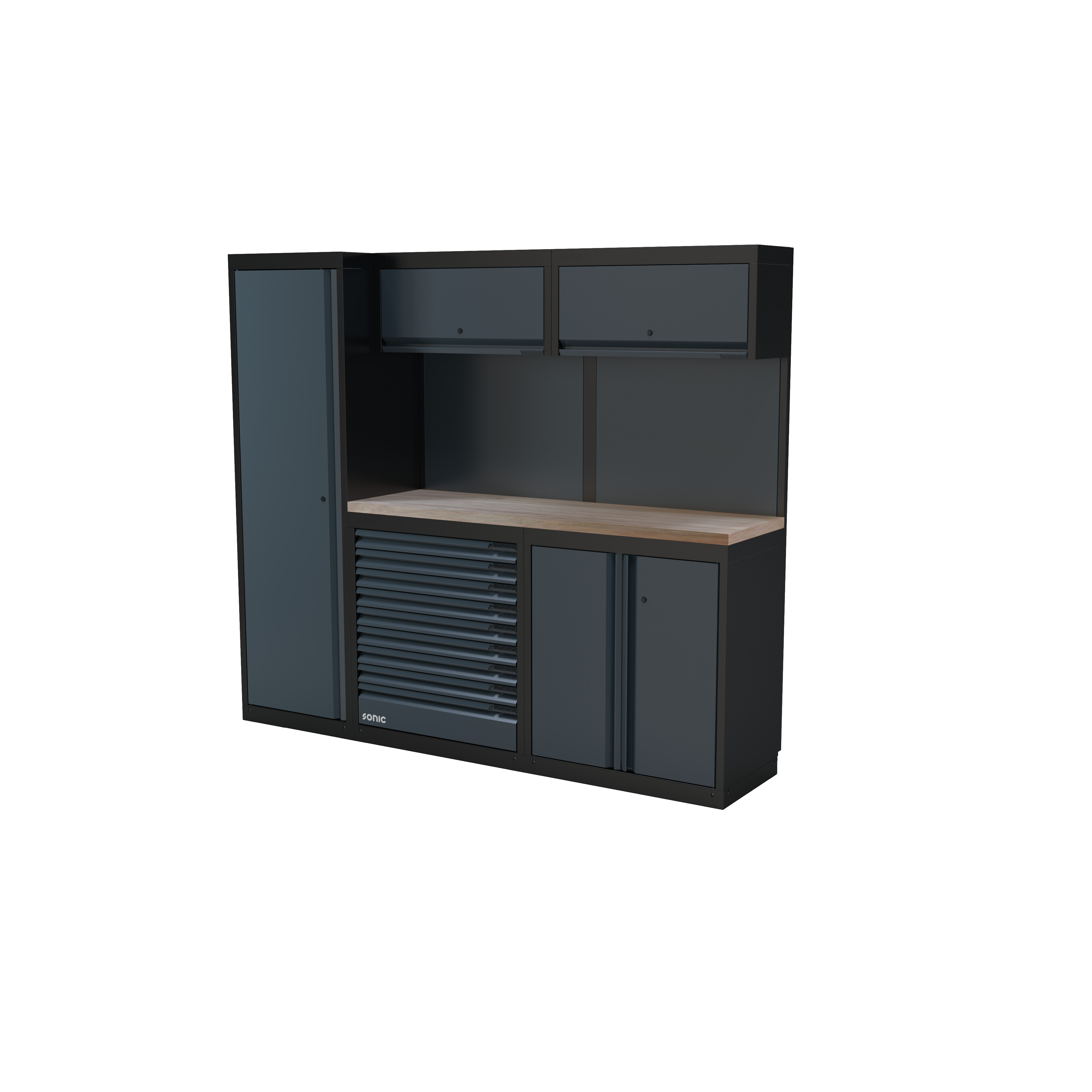 NEXT MSS Schrankwand Holzarbeitsplatte hoch 2300mm