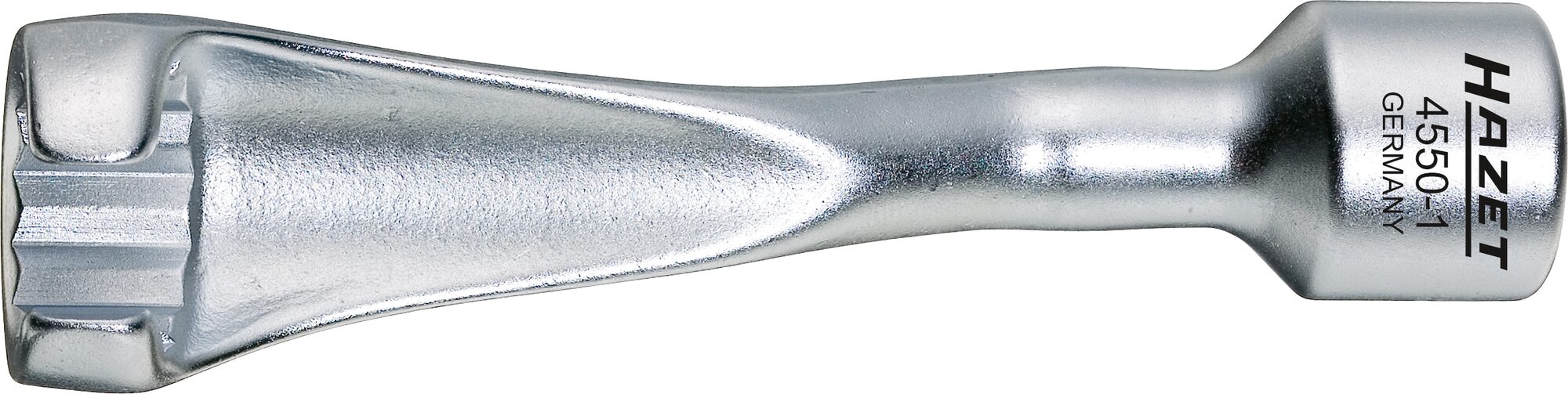 HAZET Einspritzleitungs-Schlüssel 4550-1 ∙ Vierkant12,5 mm (1/2 Zoll) ∙ Außen-Doppel-Sechskant Profil ∙ 17 mm