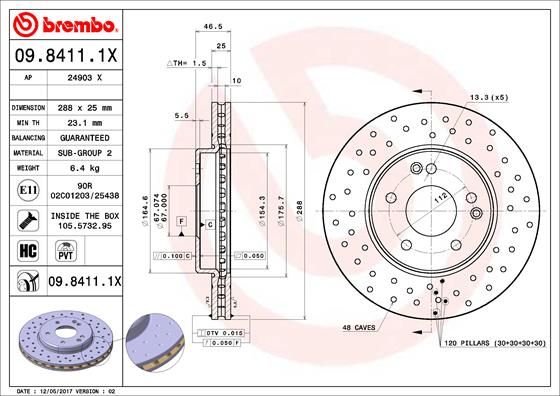 BREMBO Bremsscheibe (09.8411.1X)