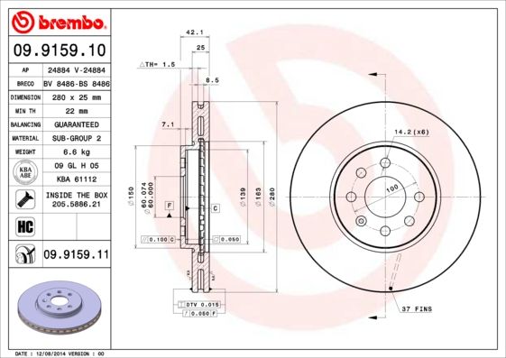 BREMBO Bremsscheibe (09.9159.11)