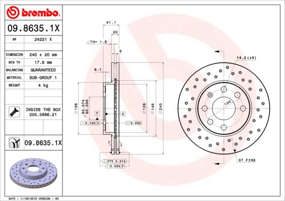 BREMBO Bremsscheibe (09.8635.1X) BREMBO Bremsscheibe (09.8635.1X)
