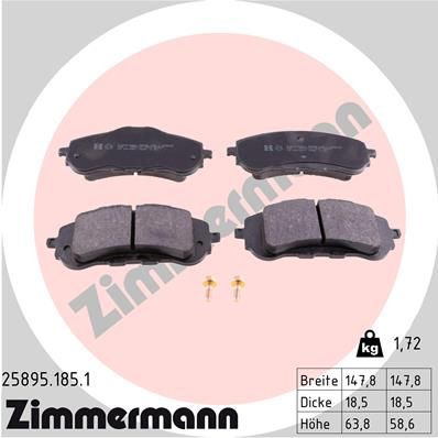 ZIMMERMANN Bremsbelagsatz, Scheibenbremse (25895.185.1)