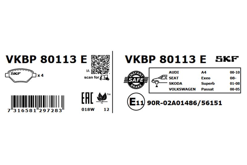SKF Bremsbelagsatz, Scheibenbremse (VKBP 80113 E)