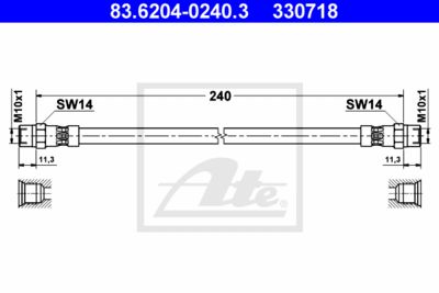 ATE Bremsschlauch (83.6204-0240.3) Thumbnail