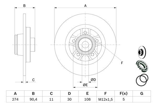 BOSCH Bremsscheibe (0 986 479 F30)