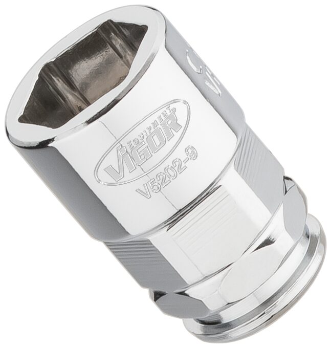 VIGOR Steckschlüssel-Einsatz ∙ superflach ∙ V5202-9 ∙ Vierkant6,3 mm (1/4 Zoll) ∙ Außen-Sechskant Profil ∙ 9 mm VIGOR Steckschlüssel-Einsatz ∙ superflach ∙ V5202-9 ∙ Vierkant6,3 mm (1/4 Zoll) ∙ Außen-Sechskant Profil ∙ 9 mm