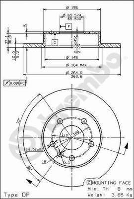 BREMBO Bremsscheibe (08.7627.75) 8020584762776 08.7627.75