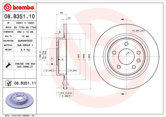 BREMBO Bremsscheibe (08.B351.11)