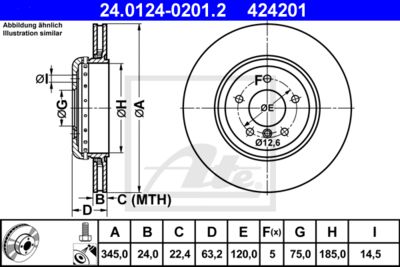 ATE Bremsscheibe (24.0124-0201.2) Thumbnail