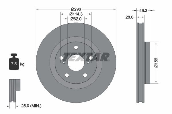 TEXTAR Bremsscheibe (92168803)