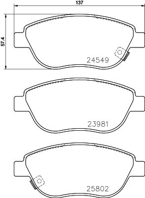 HELLA Bremsbelagsatz, Scheibenbremse (8DB 355 020-881)