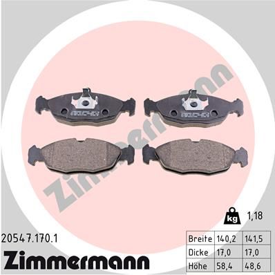 ZIMMERMANN Bremsbelagsatz, Scheibenbremse (20547.170.1)