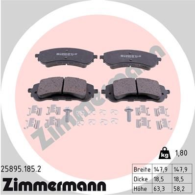 ZIMMERMANN Bremsbelagsatz, Scheibenbremse (25895.185.2)