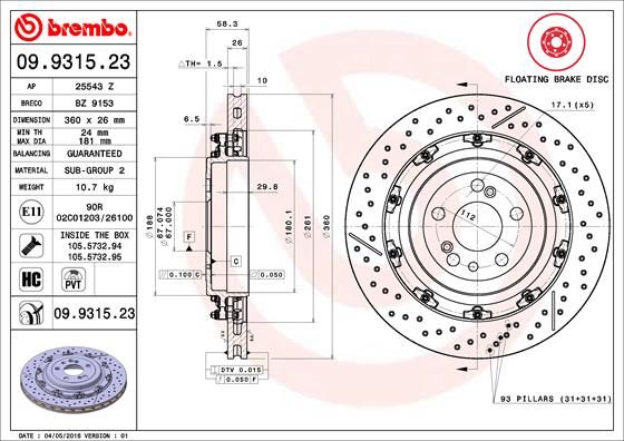 BREMBO Bremsscheibe (09.9315.23)