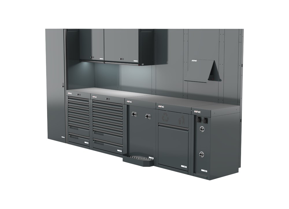 MSS+ Schrankwand hoch, Verbundarbeitsplatte MSS+ Schrankwand hoch, Verbundarbeitsplatte