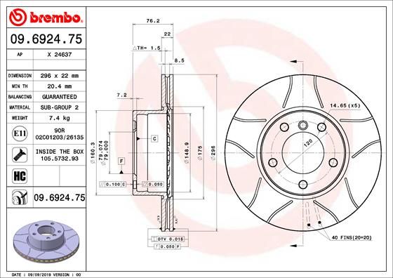 BREMBO Bremsscheibe (09.6924.75)