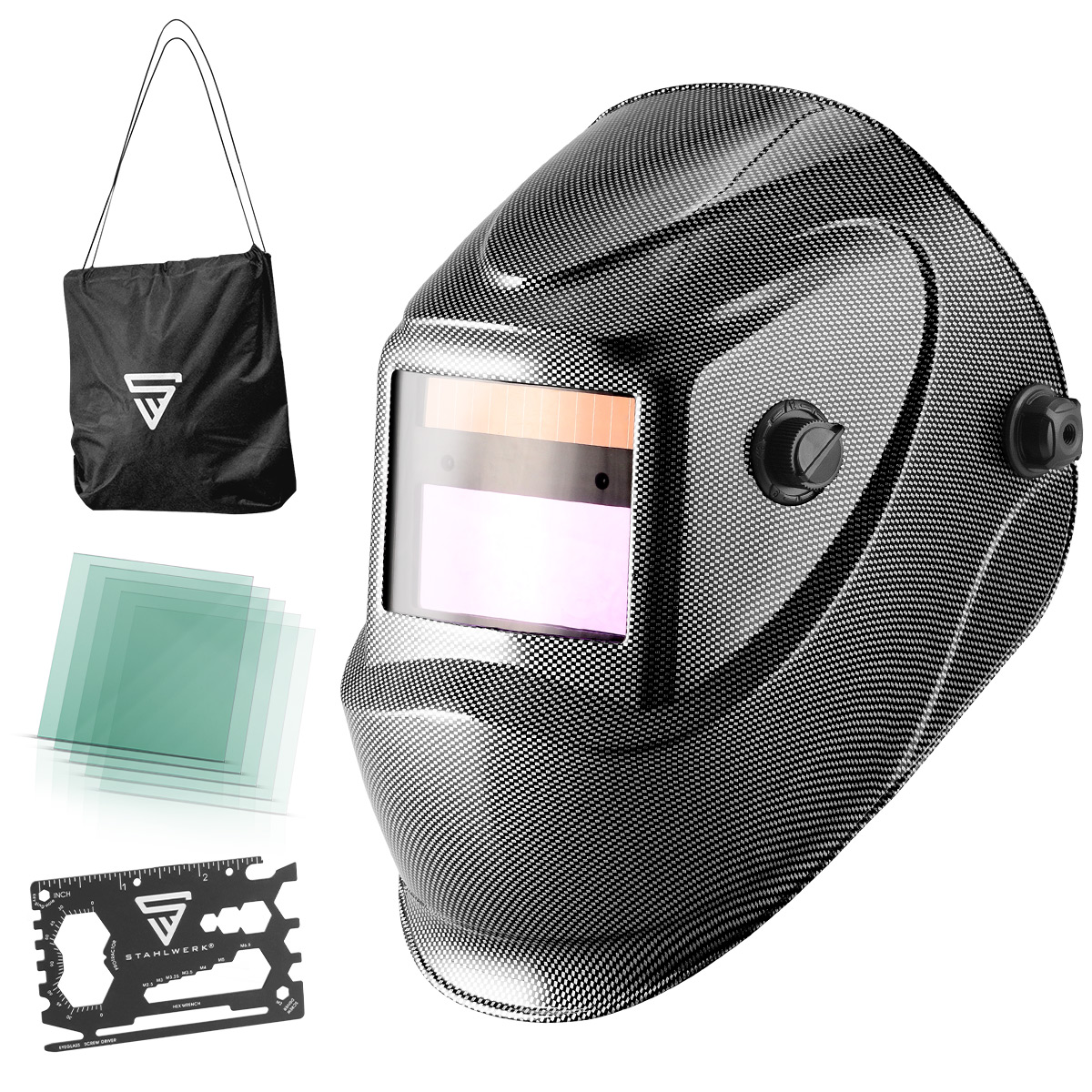 STAHLWERK Vollautomatik Schweißhelm ST-450RC in Carbon Optik, vollautomatisch