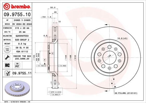 BREMBO Bremsscheibe (09.9755.11)