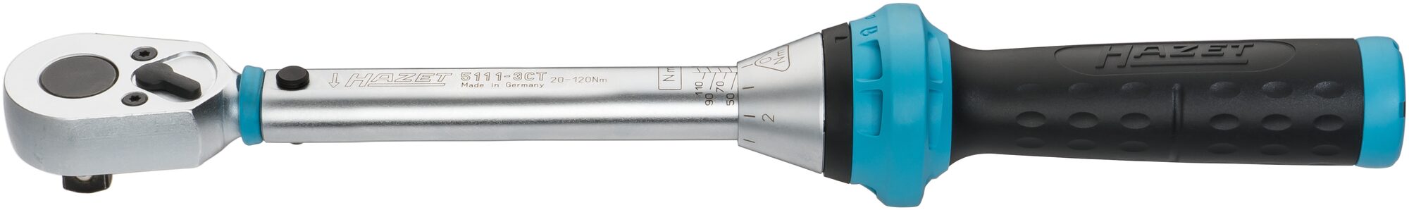 HAZET Drehmoment-Schlüssel 5111-3CT ∙ Nm min-max: 20 – 120 Nm ∙ Toleranz: 3% ∙ Vierkant 10 mm (3/8 Zoll)