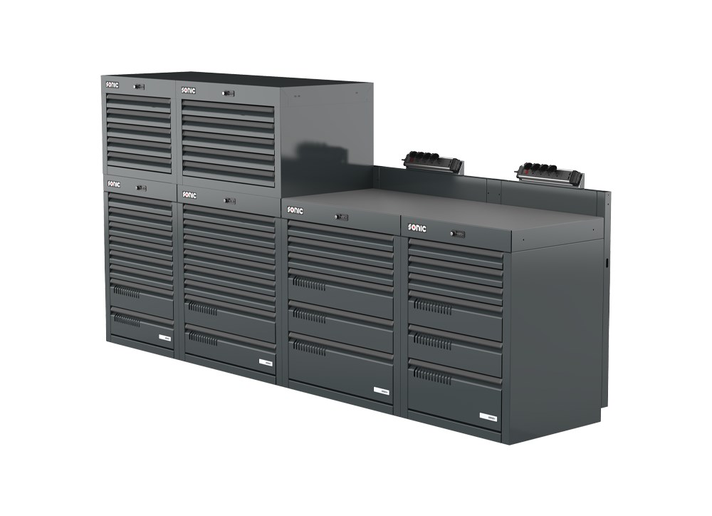 MSS+ Schrankwand halb hoch, Verbundarbeitsplatte MSS+ Schrankwand halb hoch, Verbundarbeitsplatte