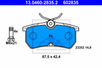 ATE Bremsbelagsatz, Scheibenbremse (13.0460-2835.2) Thumbnail
