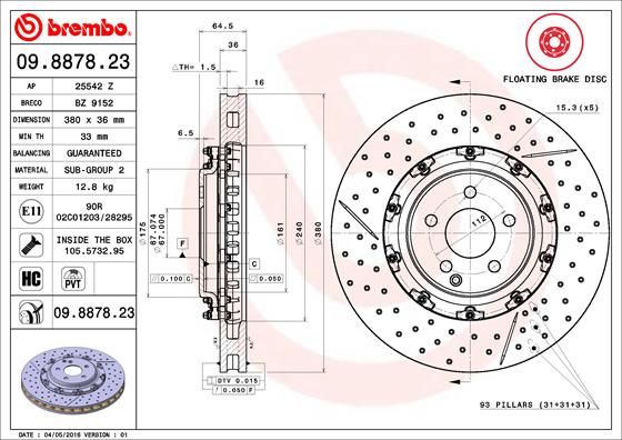 BREMBO Bremsscheibe (09.8878.23)