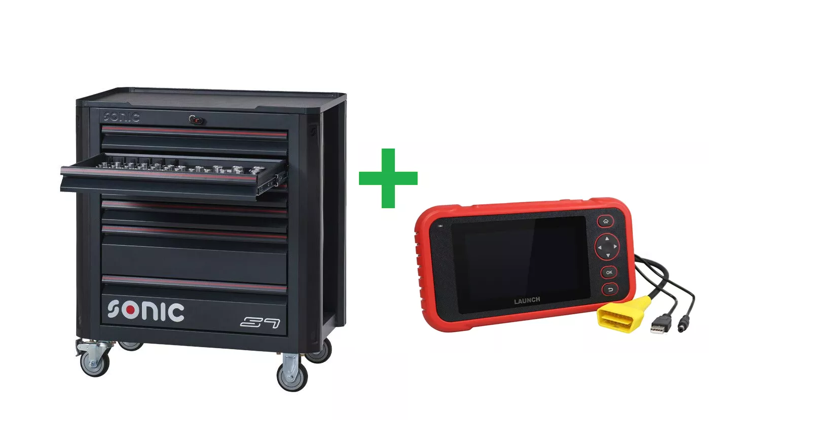 Bundle: Werkstattwagen NEXT S7 gefüllt 140-tlg & Launch CRP 129 EVO