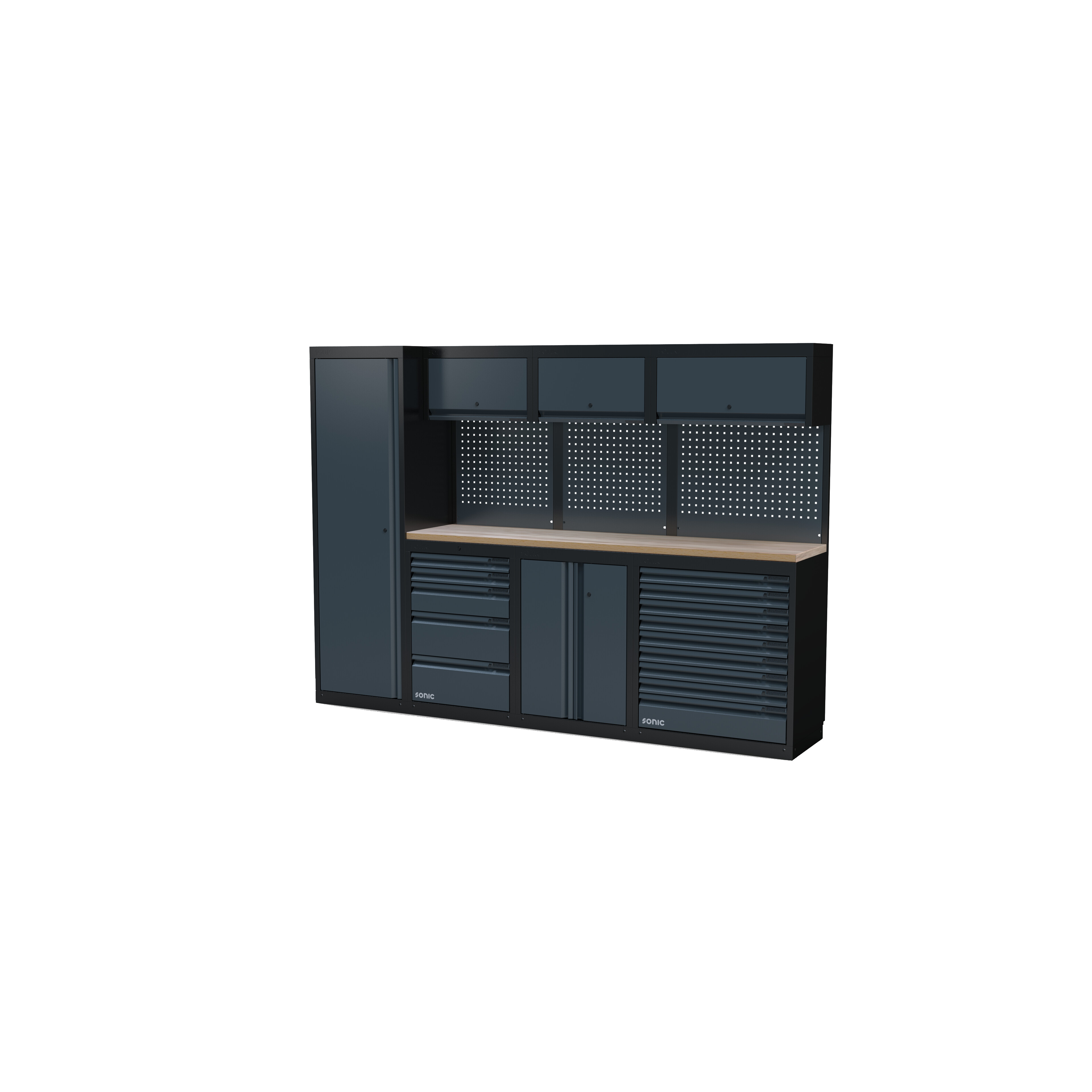 NEXT MSS Schrankwand Holzarbeitsplatte hoch 2803mm