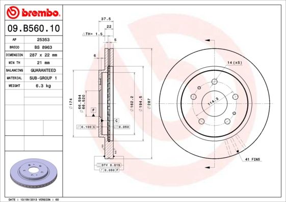 BREMBO Bremsscheibe (09.B560.10)