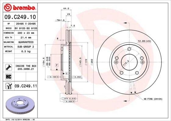 BREMBO Bremsscheibe (09.C249.11)