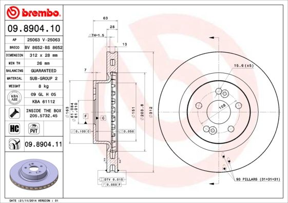 BREMBO Bremsscheibe (09.8904.10)