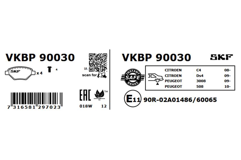 SKF Bremsbelagsatz, Scheibenbremse (VKBP 90030)
